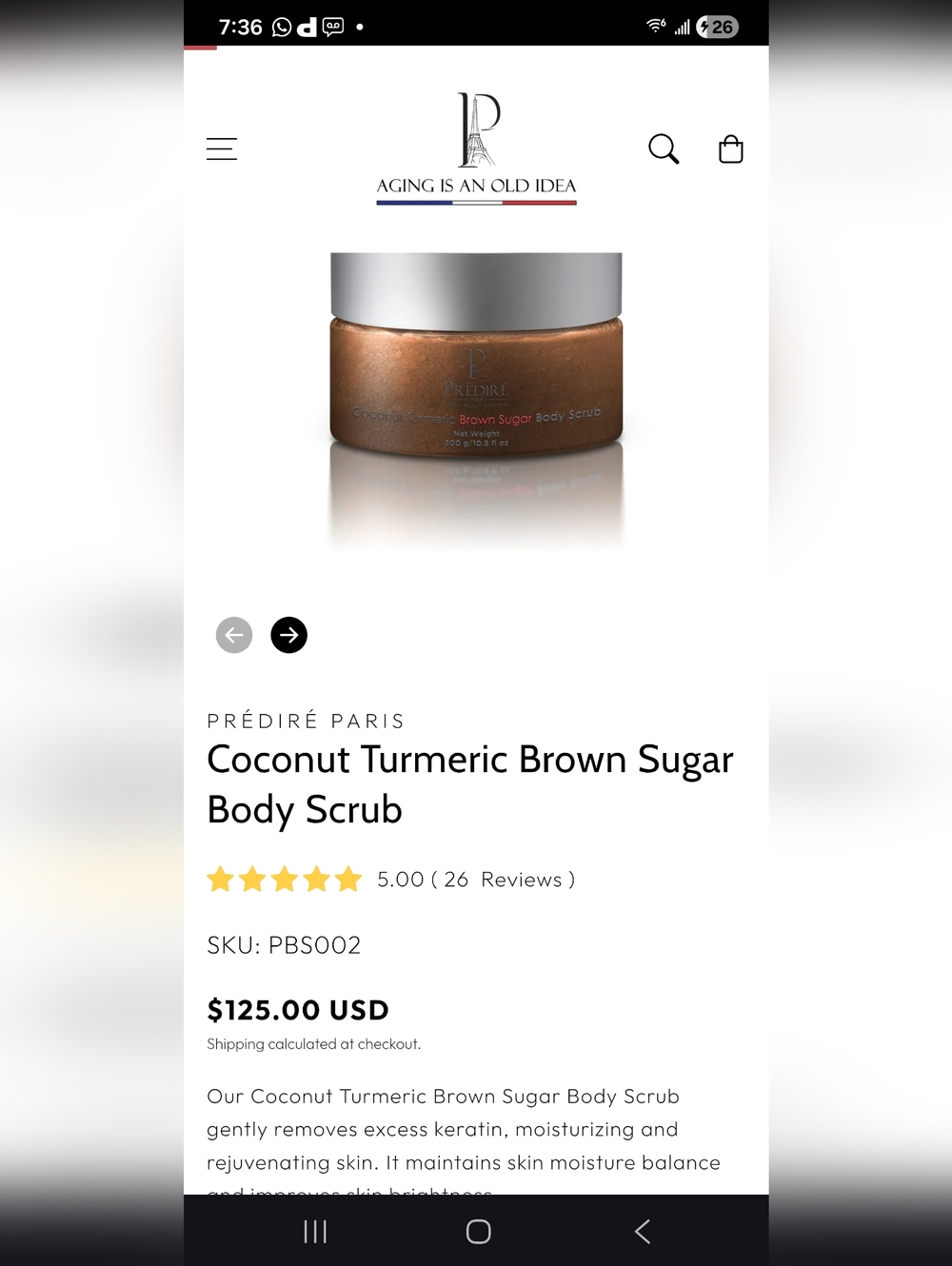 Prédiré Coconut Turmeric Brown Sugar Body Scrub - Golden Amber Radiance